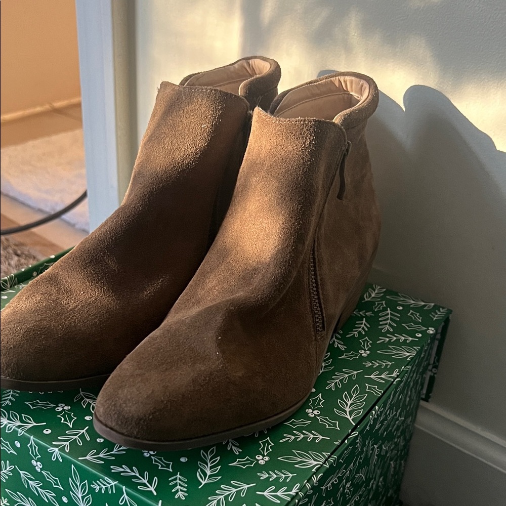 Blowfish Double Zipper Brown Suede Ankle Boots